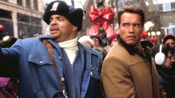 Christmas movie facts, fun holiday movie trivia, films, jingle all the way arnold and sinbad shot
