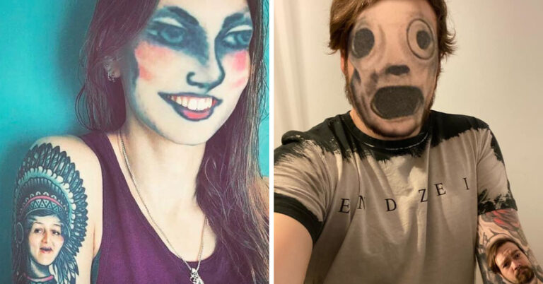 Tattoo Face Swaps Are The Stuff Of Nightmares (33 Pics)