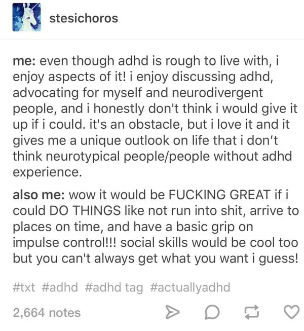 ADHD Meme - i enjoy aspects of ADHD