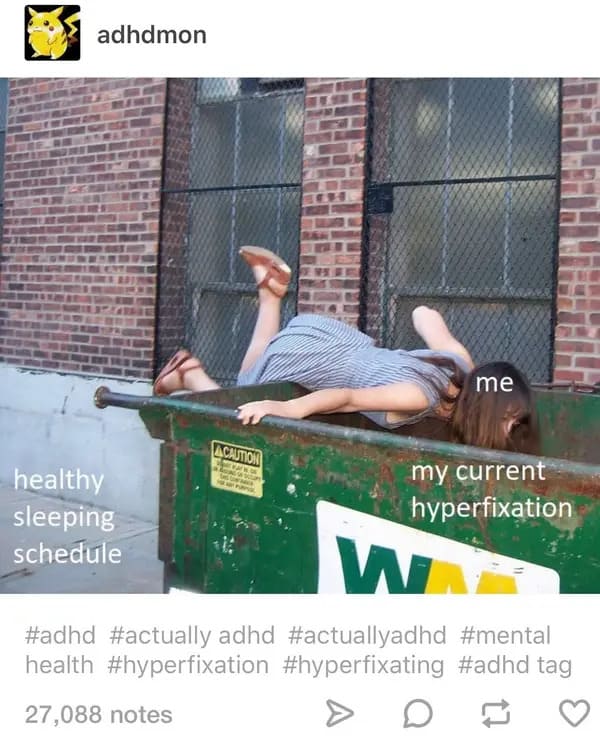 ADHD Meme - current hyperfixation sleeping schedule