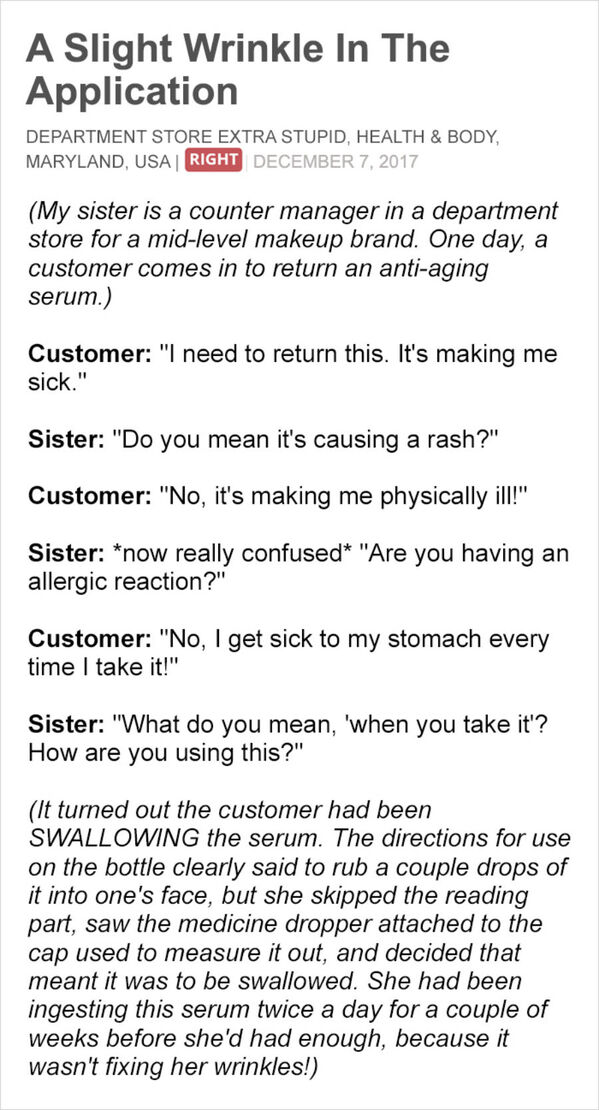 Not always right, stories from employees about rude customers, the customer is not always right, mean customers, retail