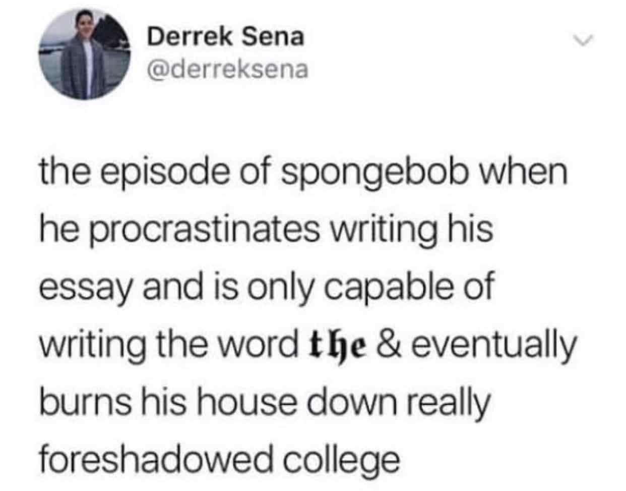 ADHD Meme - Spongebob procrastinates essay