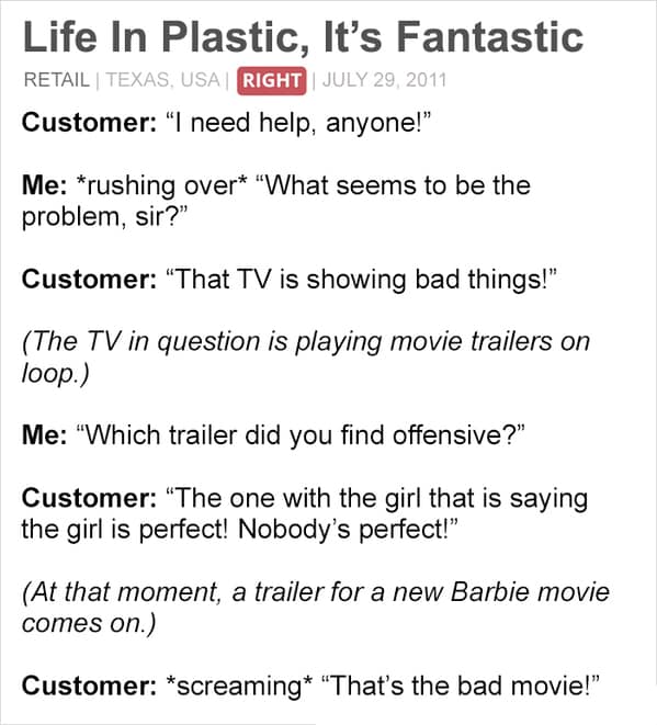 Not always right, stories from employees about rude customers, the customer is not always right, mean customers, retail