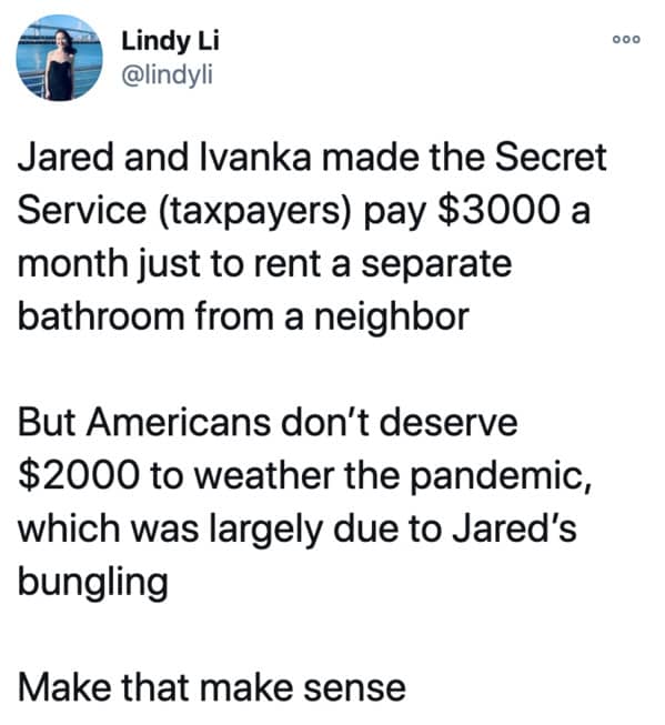 Ivanka Trump and Jared Kushner refuse to let secret service use their bathrooms, twitter reactions to news, Trump mansion toilets, funny tweets