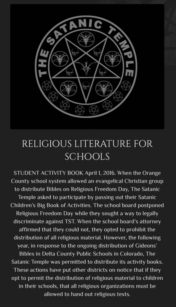 The Satanic Temple, The satanists are the good guys, satanists helping their community, Church of satan