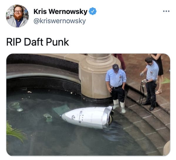 Daft Punk splitting up reactions, funny tweets about Daft Punk, electronic music, EDM, RIP Daft Punk, tributes, band, music, funny jokes about robots