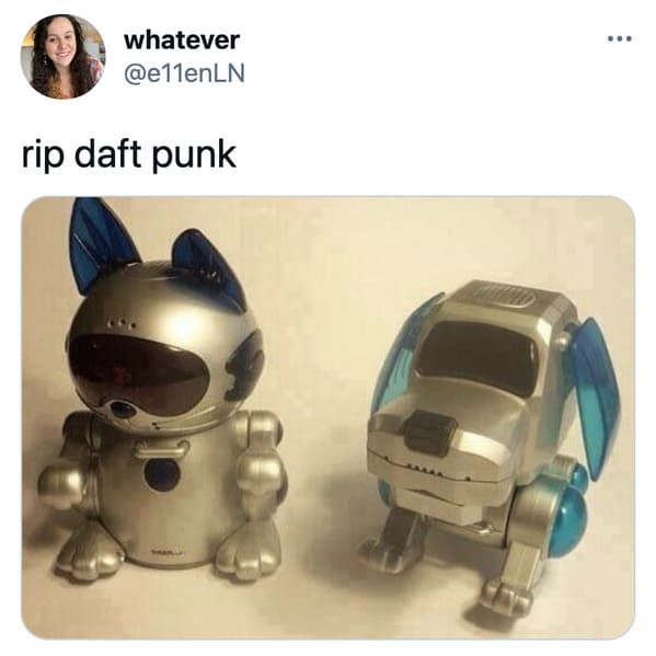 Daft Punk splitting up reactions, funny tweets about Daft Punk, electronic music, EDM, RIP Daft Punk, tributes, band, music, funny jokes about robots