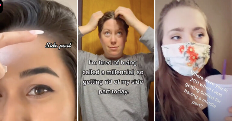 gen z middle part, millennials side part