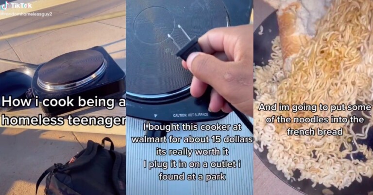 A Homeless Teenager Shows People How He Cooks Outside On TikTok