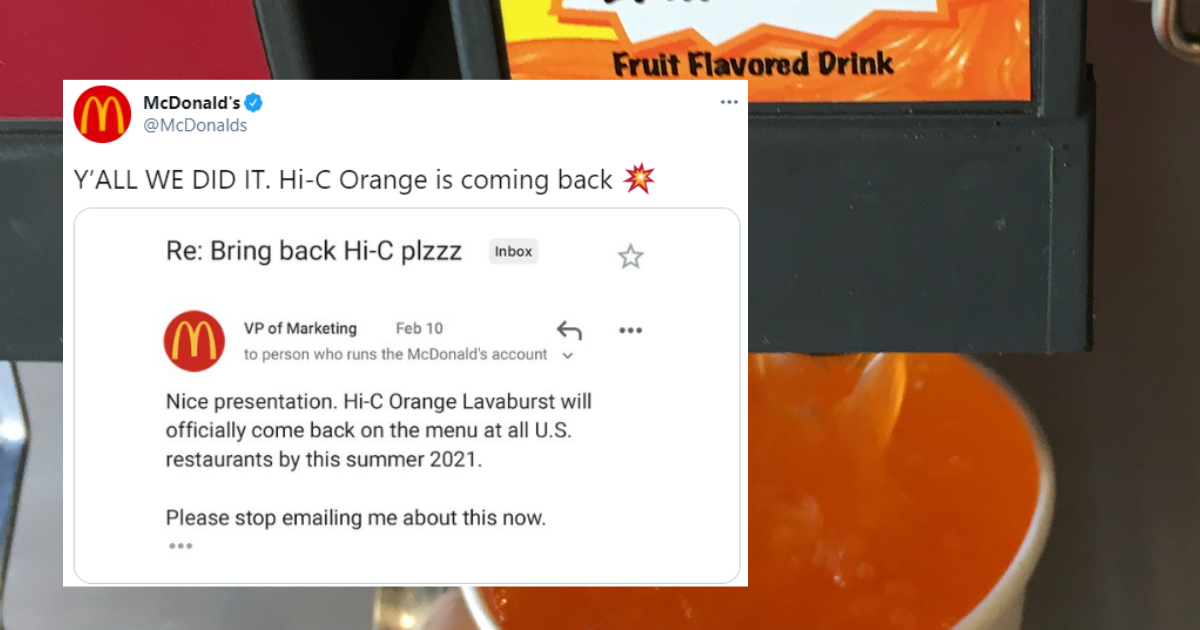 Like The McRib, HiC Orange Lavaburst Is Back At McDonald's