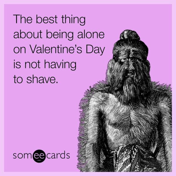 being single so you don't have to shave someecards meme single valentines day