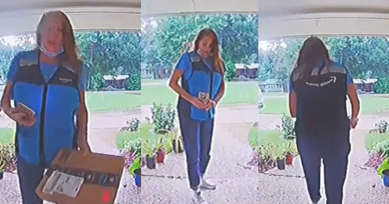 TikToker Catches Amazon Driver Taking Pic Of Delivered Package And Walking Off With It