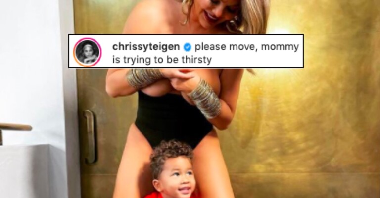 Chrissy Teigen Responds to People Calling Topless Pic Of Her And Son Miles “Weird”