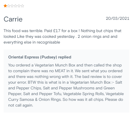 review about a restaurant example