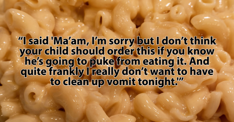 Waitress Asks “AITA” For Refusing To Serve Kid Mac & Cheese Because It Always Makes Him Puke