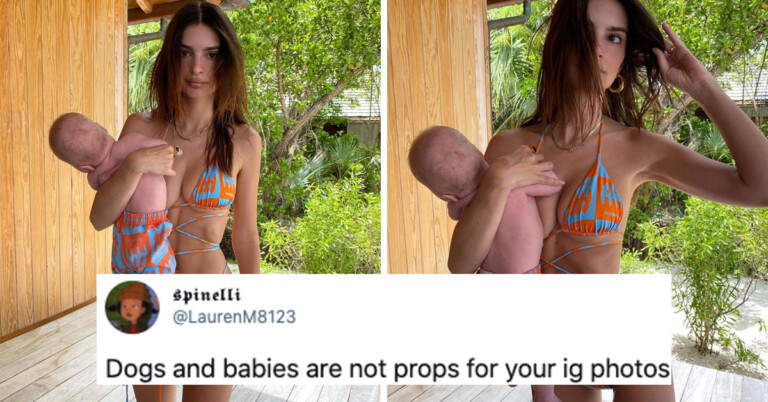Emily Ratajkowski Got Mom-Shamed For Holding Her Baby “Wrong” In Bikini Promo Pics