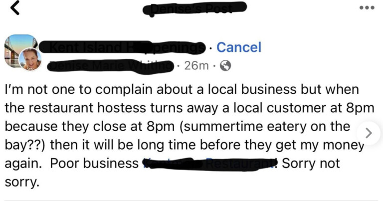 ‘Karen’ Complains About Restaurant That Didn’t Seat Her After Closing Time And Gets Smacked Down