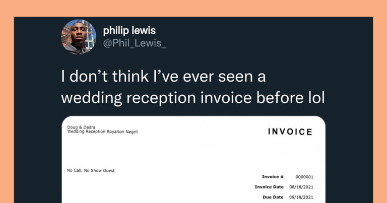 Married Couple Allegedly Sends Invoice To A ‘No-Show’ Wedding Guest And The Internet Is Raging