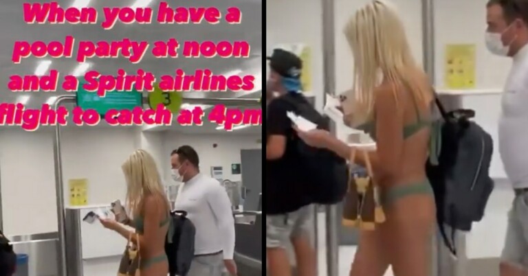 Woman Strolling Through Airport In Only A Bikini And A Mask Goes Viral
