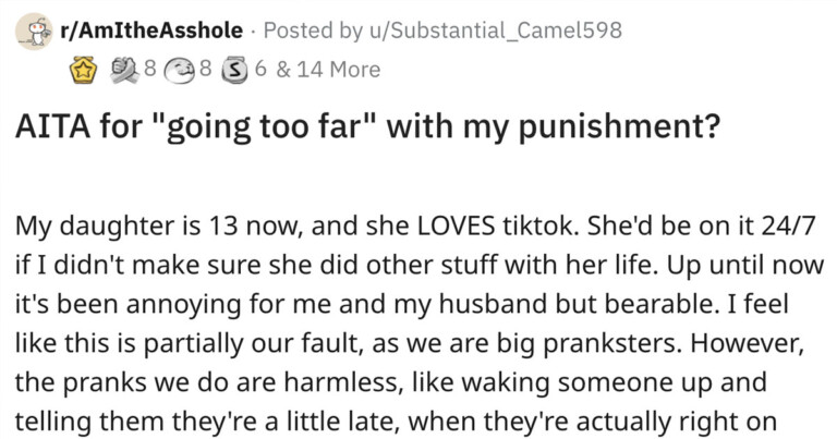 Mom Asks If She Went Too Far Punishing Her TikTok-Obsessed Teen Daughter For Prank Gone Wrong