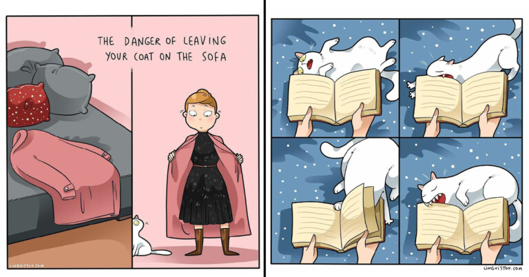 Cartoonist Perfectly Illustrates What It Is Like To Live With A Cat