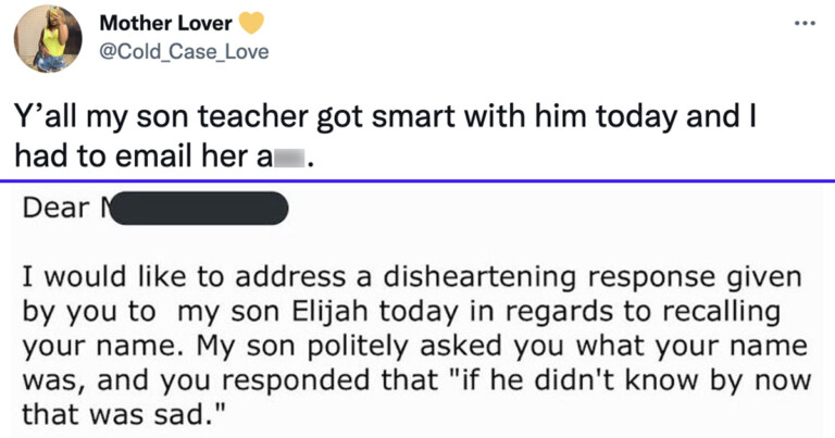 Mom Shares Email To Teacher Who Said Her Son Not Knowing Teach’s Name Is ‘Sad’ And Sparks Debate