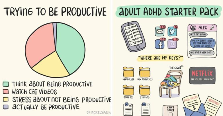 Artists Make Relatable Comics About Life With ADHD (20 Pics)