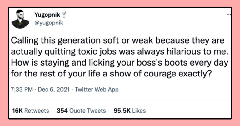 Viral Tweet Starts Argument About Millennials & Gen Z Being ‘Weak’ For Quitting Toxic Jobs