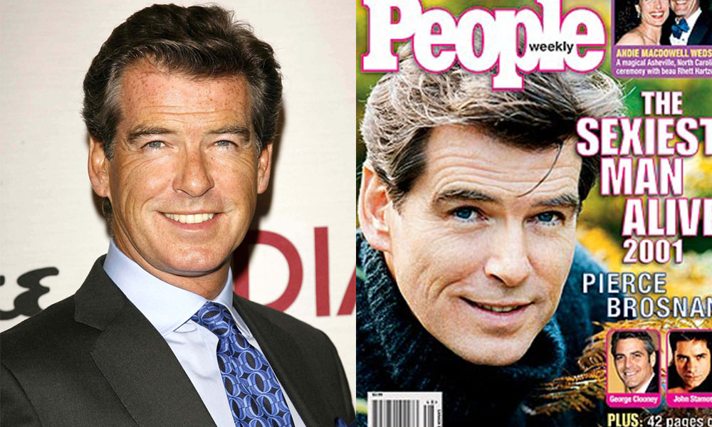 pierce brosnan on cover of people magazine as sexiest man alive in 2001