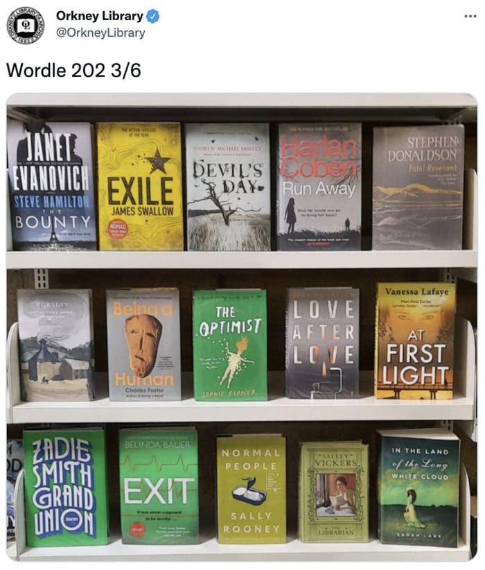 wordle bookshelf funny