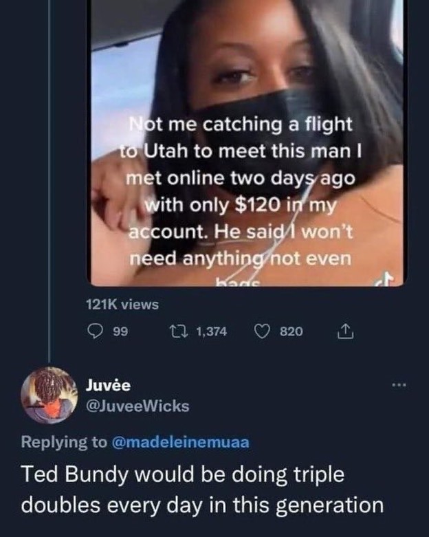 funny comment - ted bundy triple doubles