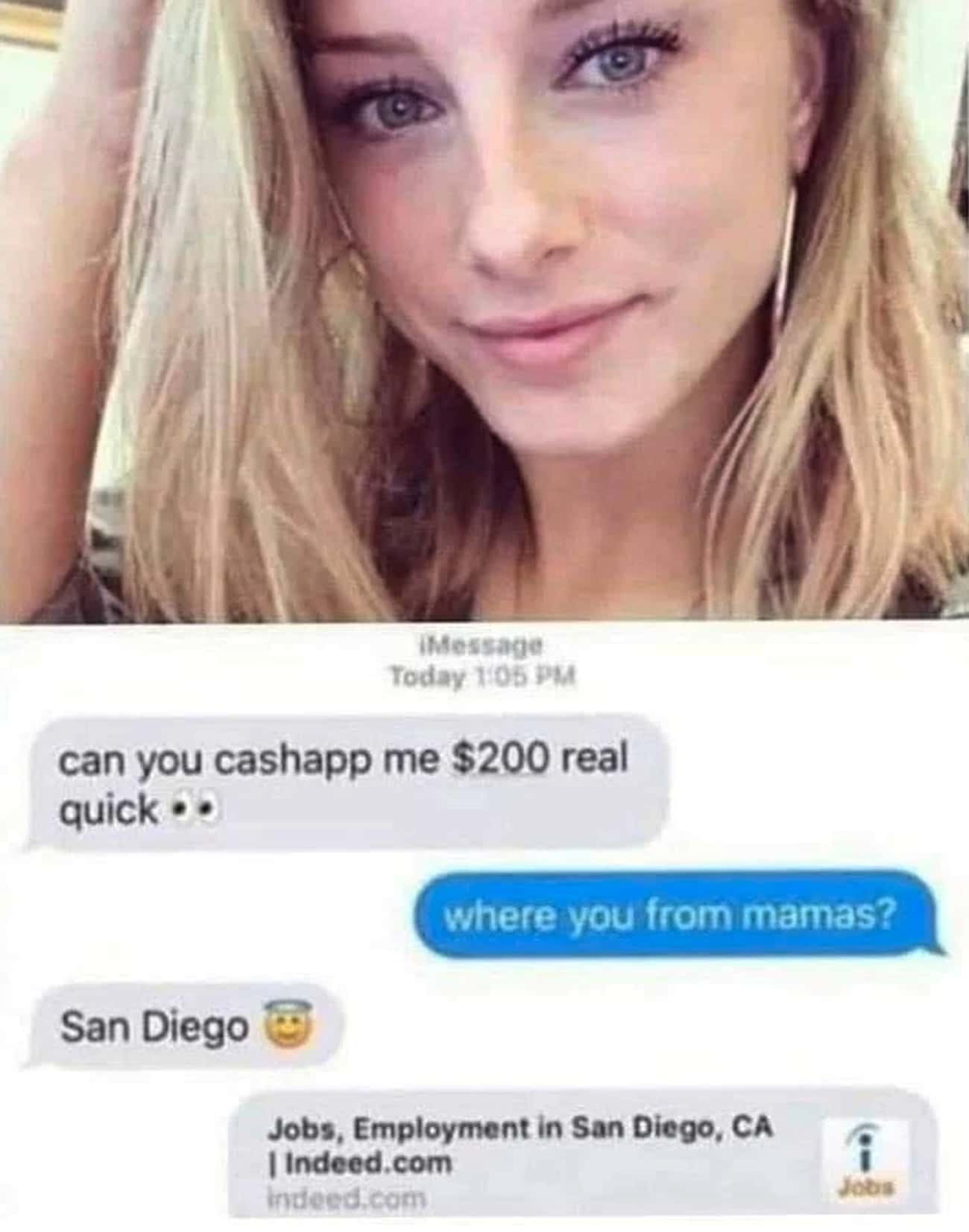 funny comment - cash app get a job indeed san diego