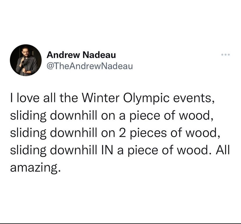 winter olympics meme - i love all the olympics events, sliding downhill funny tweet