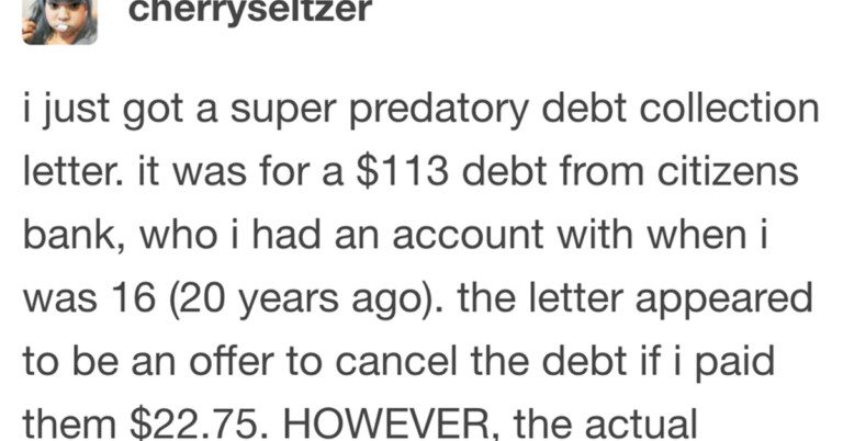 Woman Shares Bank’s “Super Predatory” Debt Collection Letter To Show It’s Important To Read The Fine Print