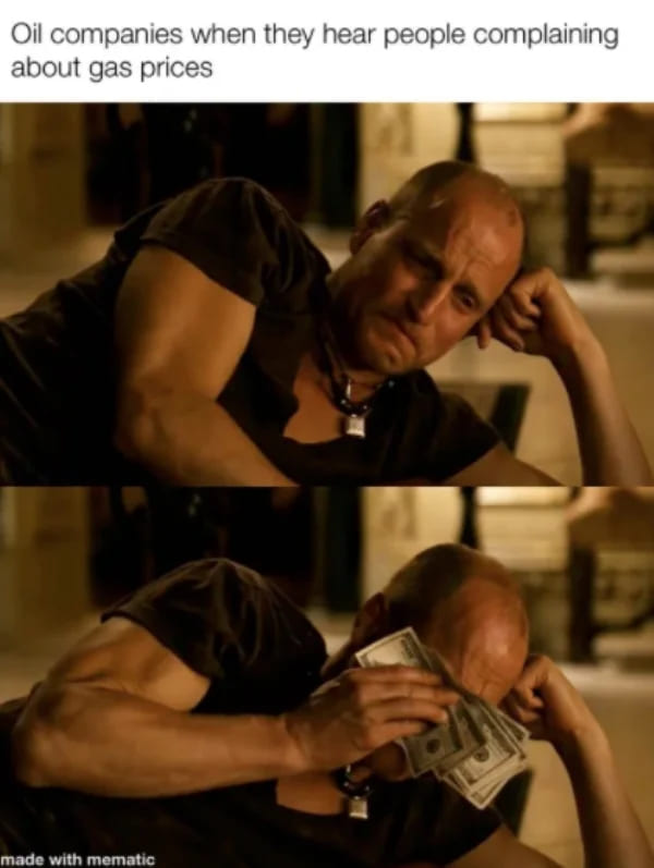 gas meme - woody harrelson crying