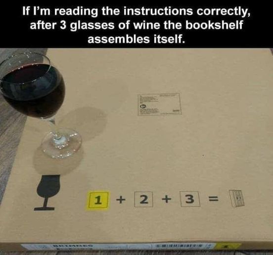 wine meme - ikea instructions