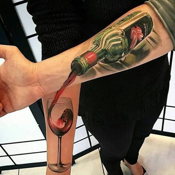 Wine Meme - wine pouring arm tattoos