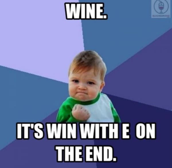 Wine Meme - win with e on end