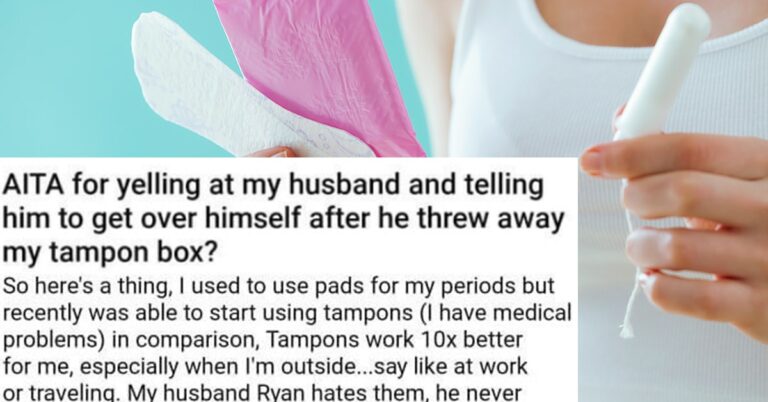 Husband Throws Away Wife’s Tampons Because They Make Him Uncomfortable