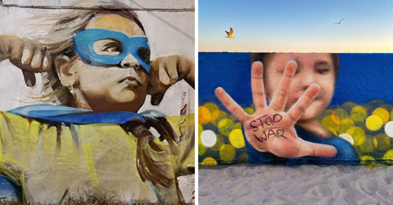 People Are Sharing Pics Of The Most Stirring Street Art Responding To Russian Invading Ukraine (20 Pics)
