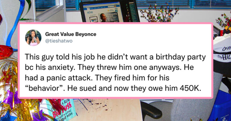 Man Gets Unwanted Birthday Party At Work, Triggers Anxiety Attack, Gets Awarded $450,000