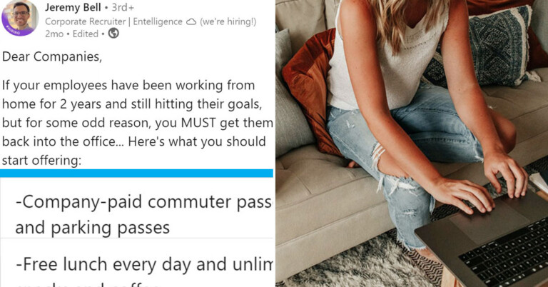 “Free Lunch Daily” — Recruiter Shares Everything Employers Need To Offer Workers If They Want Them To Stop Working From Home