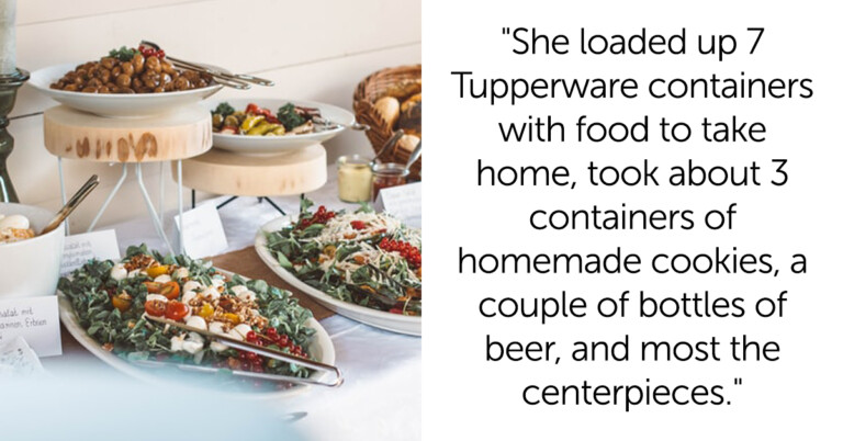 A Wedding Guest Loaded 10 Tupperware Containers With Buffet Food And Left A $5 Gift