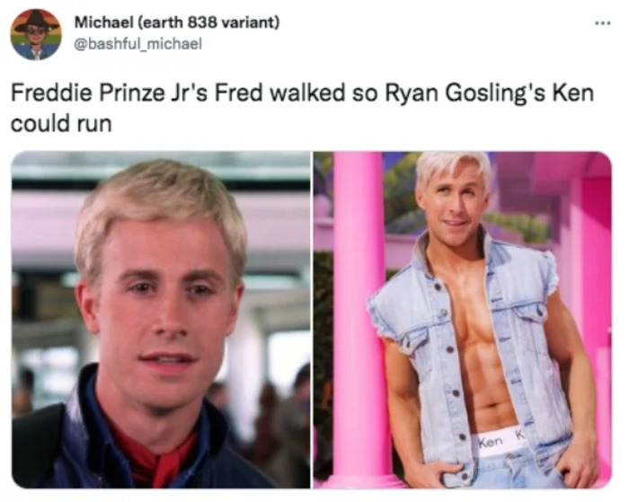 barbie movie tweets - ryan gosling freddie prinz