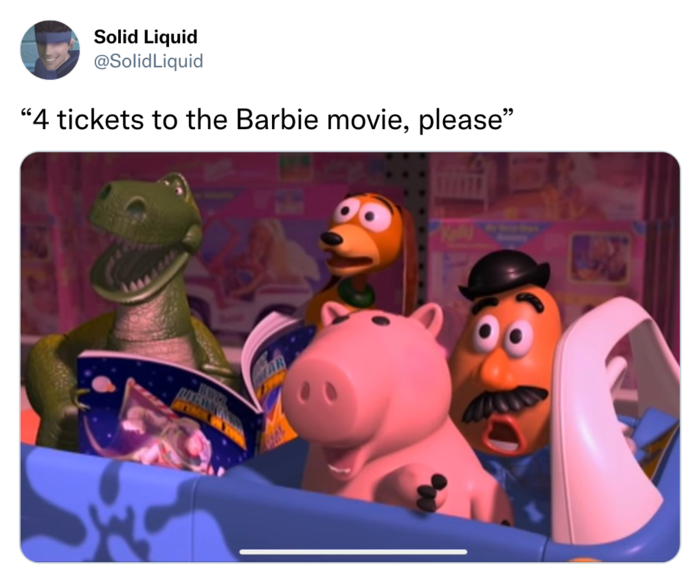 tickets to barbie movie meme - toy story