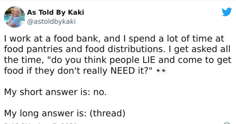 Food Bank Worker’s Thread About People Lying To Get Free Food Goes Viral