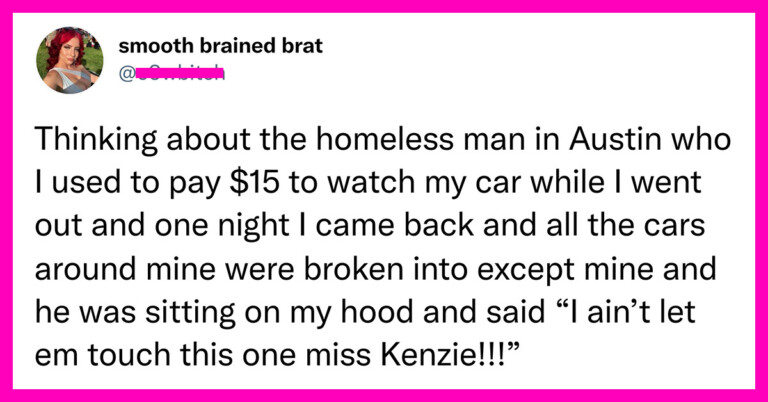 Woman Pays Homeless Man To Watch Her Car, People Respond With Similar Stories (20 Tweets)