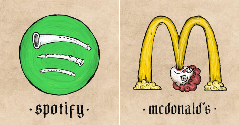Artist Redesigns Famous Modern Logos As If They Existed In The Middle Ages (21 Pics)