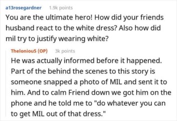 A MIL Wore A White Dress To Wedding So A Bridesmaid “Fixed” It With