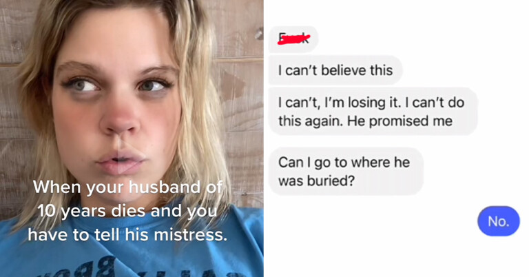 Widow Shares Awkward Text Exchange With Husband's Mistress After He Died